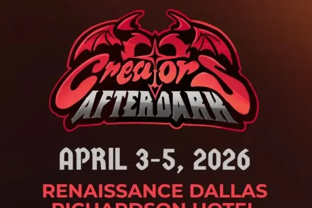 Creators After Dark 2026 event poster with dates April 3 to 5 and Renaissance Dallas Richardson Hotel location