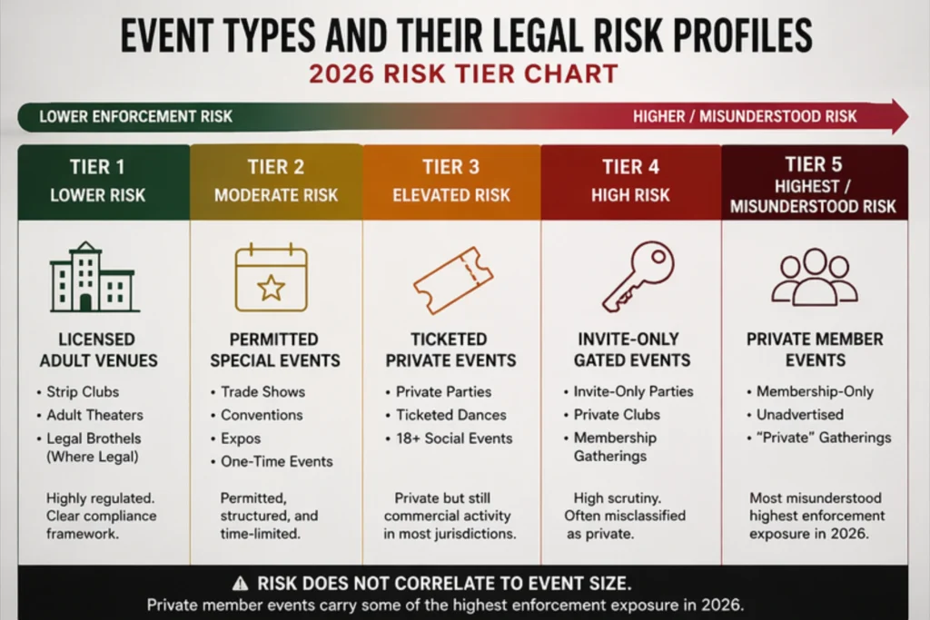 Most adult events do not fail because of what happens inside them. They fail because they were legally classified as a business before the organizer realized it.